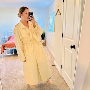 Vintage Searle Union Made Cream Yellow Wool Long Trench Coat 12